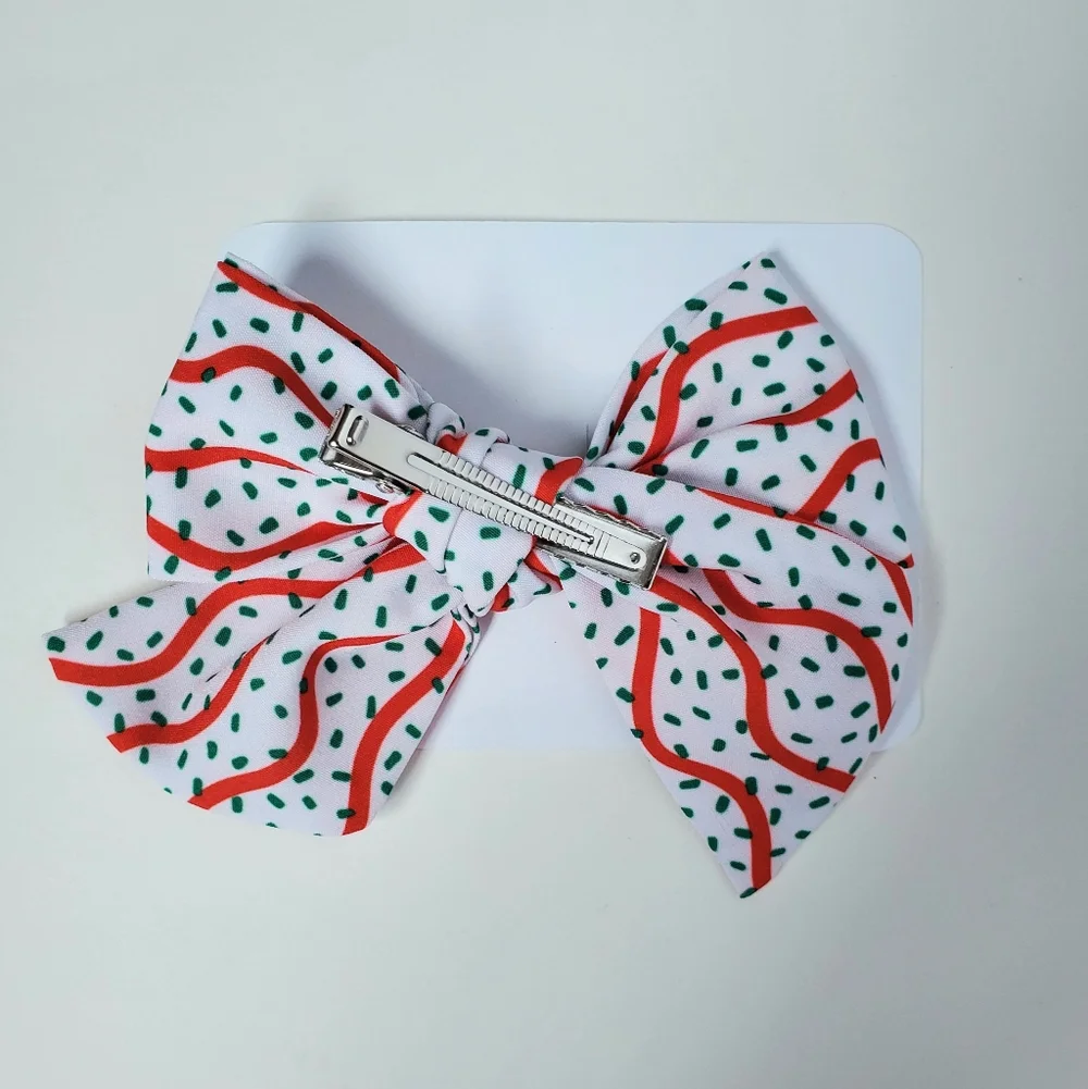 Dessert Christmas Tree Inspired Christmas Hair Bow, OS Handmade